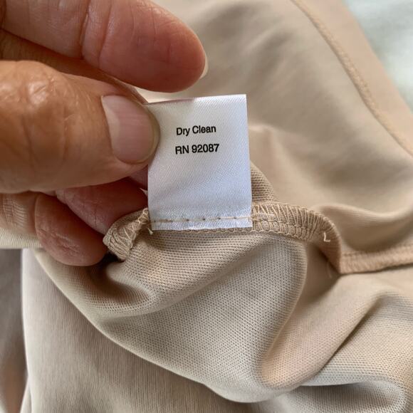 Saks Fifth Ave Black Label midi dress cap sleeve green lace beige lining size 12 - Picture 6 of 8